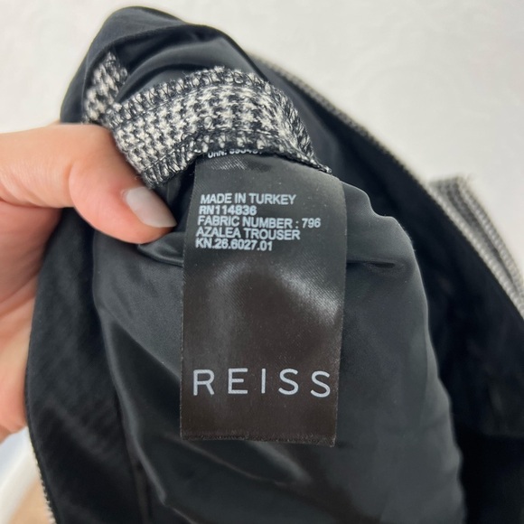 Reiss Azalea Houndstooth Lined Pants Black White 4 Preppy Dark Academia Career - Picture 6 of 9